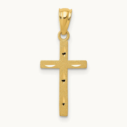 Satin Diamond-Cut Cross Pendant, 14K