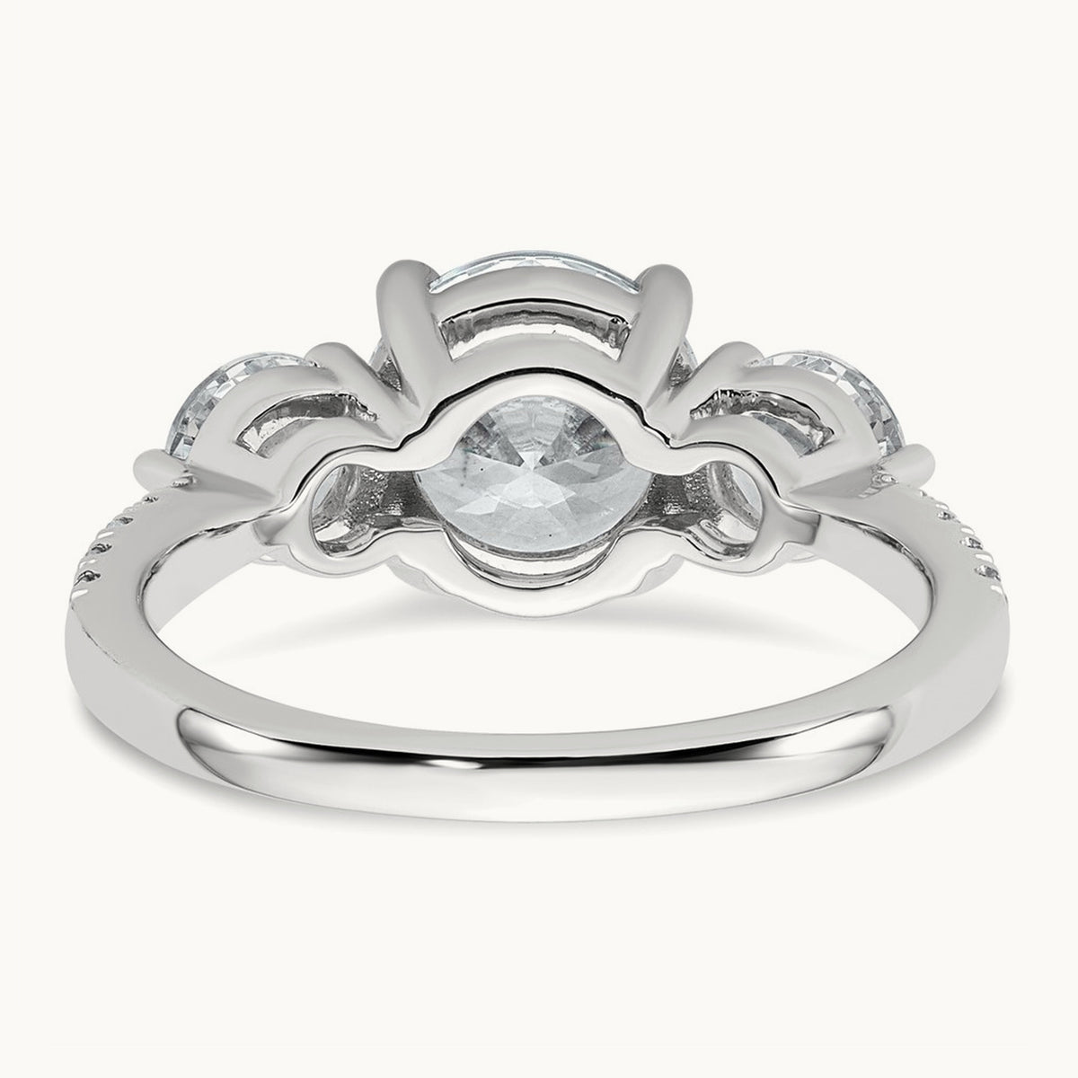 Round 3 Stone Engagement Ring, 1.50-3.00 ct tw Lab-Grown Diamond — 3 ct, 14K White Gold