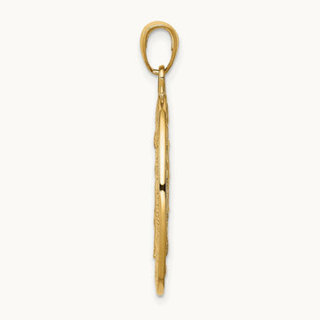Satin and Polished Finish Miraculous Medal Pendant, 14K Gold