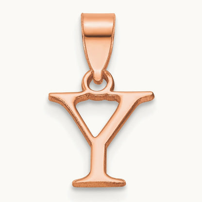 Polished Block Initial Pendant — 14K Rose Gold, Y