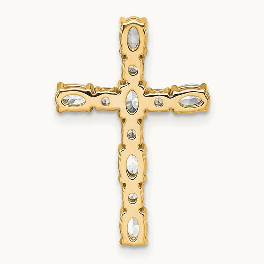 Cross Pendant Necklace, 1.00 ct tw Lab-Grown Diamond — 14K Yellow Gold