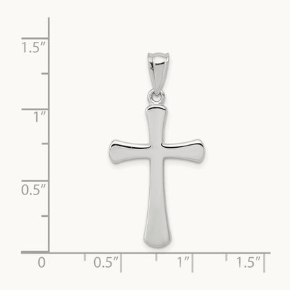Hollow Cross Pendant, 14K White Gold