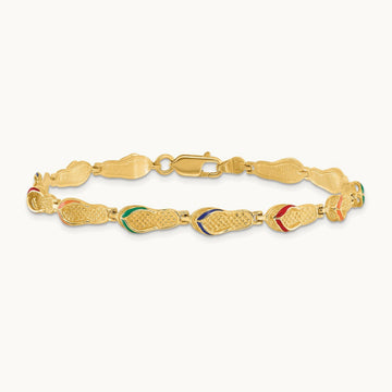 Multi-Color Enamel Flip Flop Bracelet, 14K