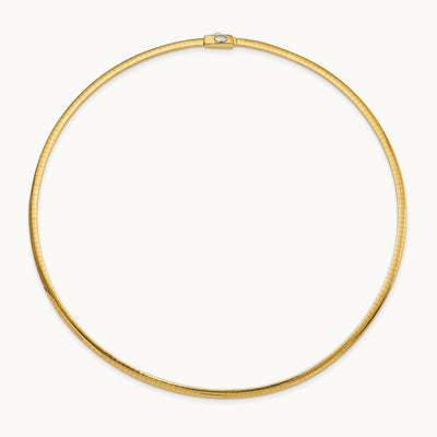 Reversible White & Yellow Domed Omega Necklace, 14K