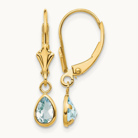 6x4mm March/Aquamarine Earrings, 14K