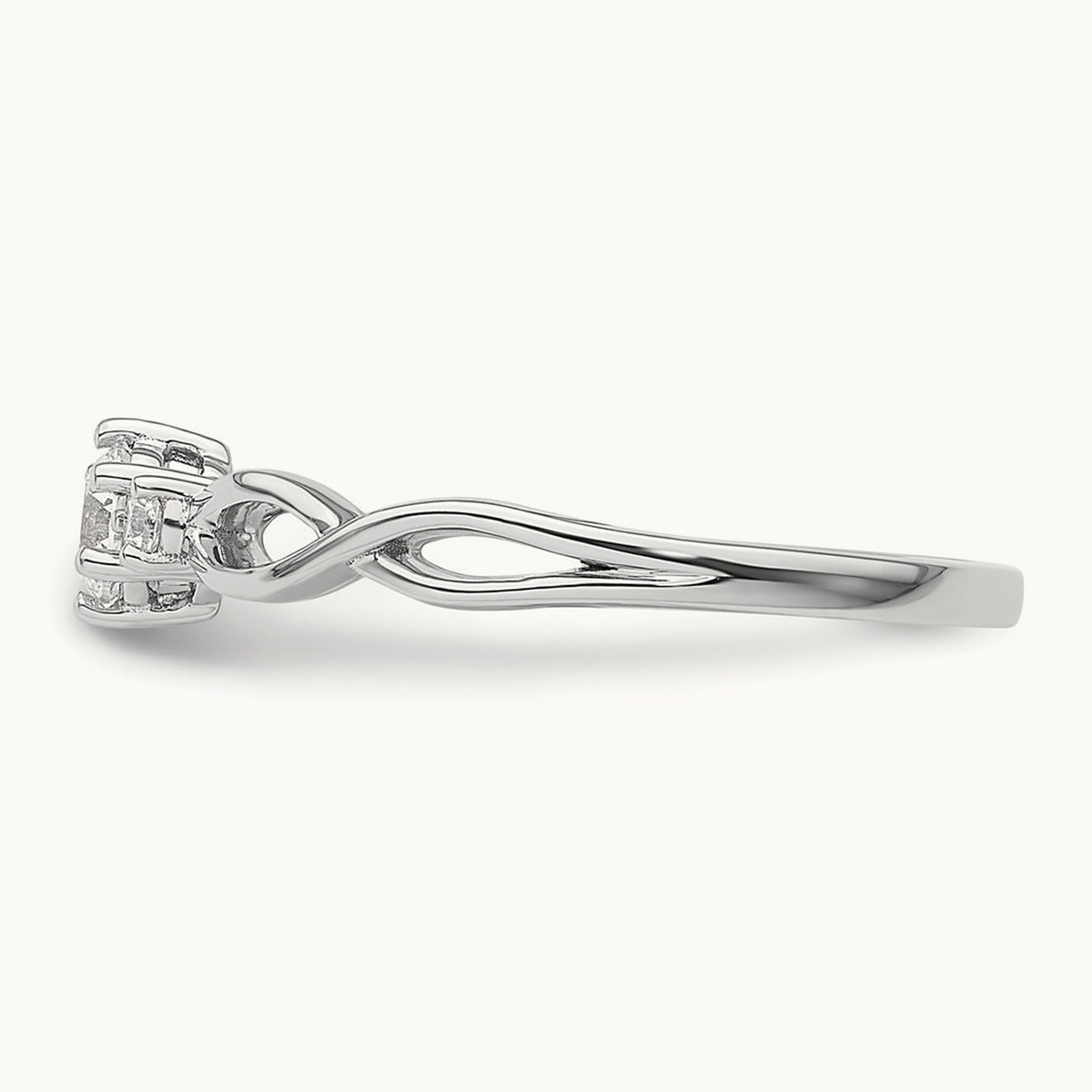 Complete Diamond 3 Stone Infinity Engagement Ring, 14K White Gold