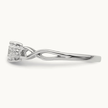 Complete Diamond 3 Stone Infinity Engagement Ring, 14K White Gold