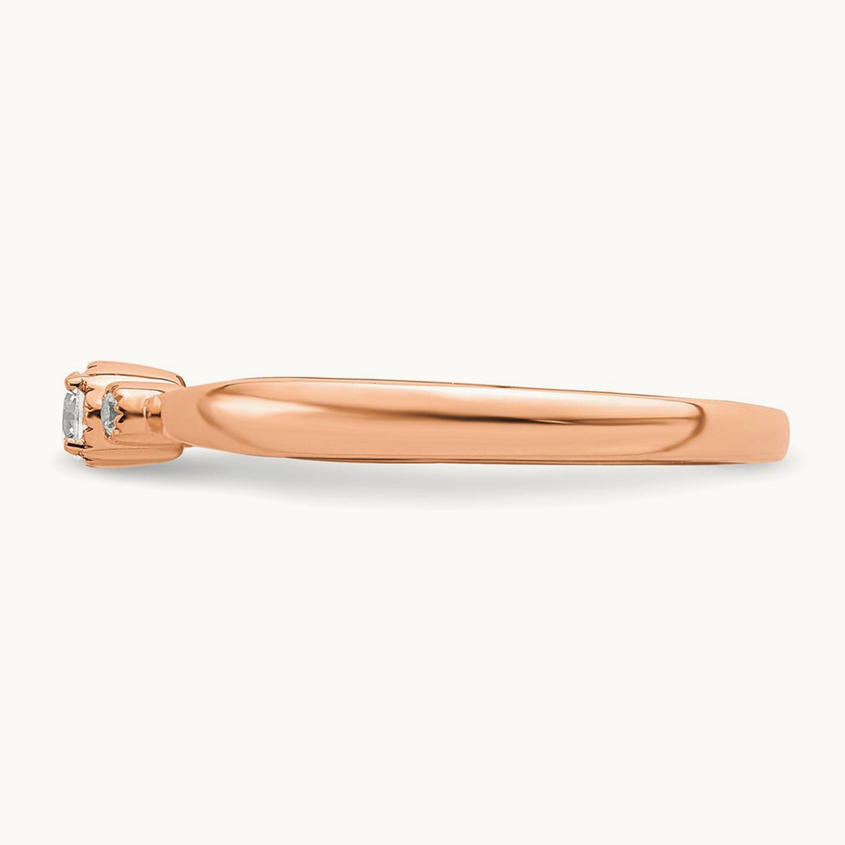Petite Beaded Edge Round Complete Diamond Ring — 14K Rose Gold, 0.1 ct, 7