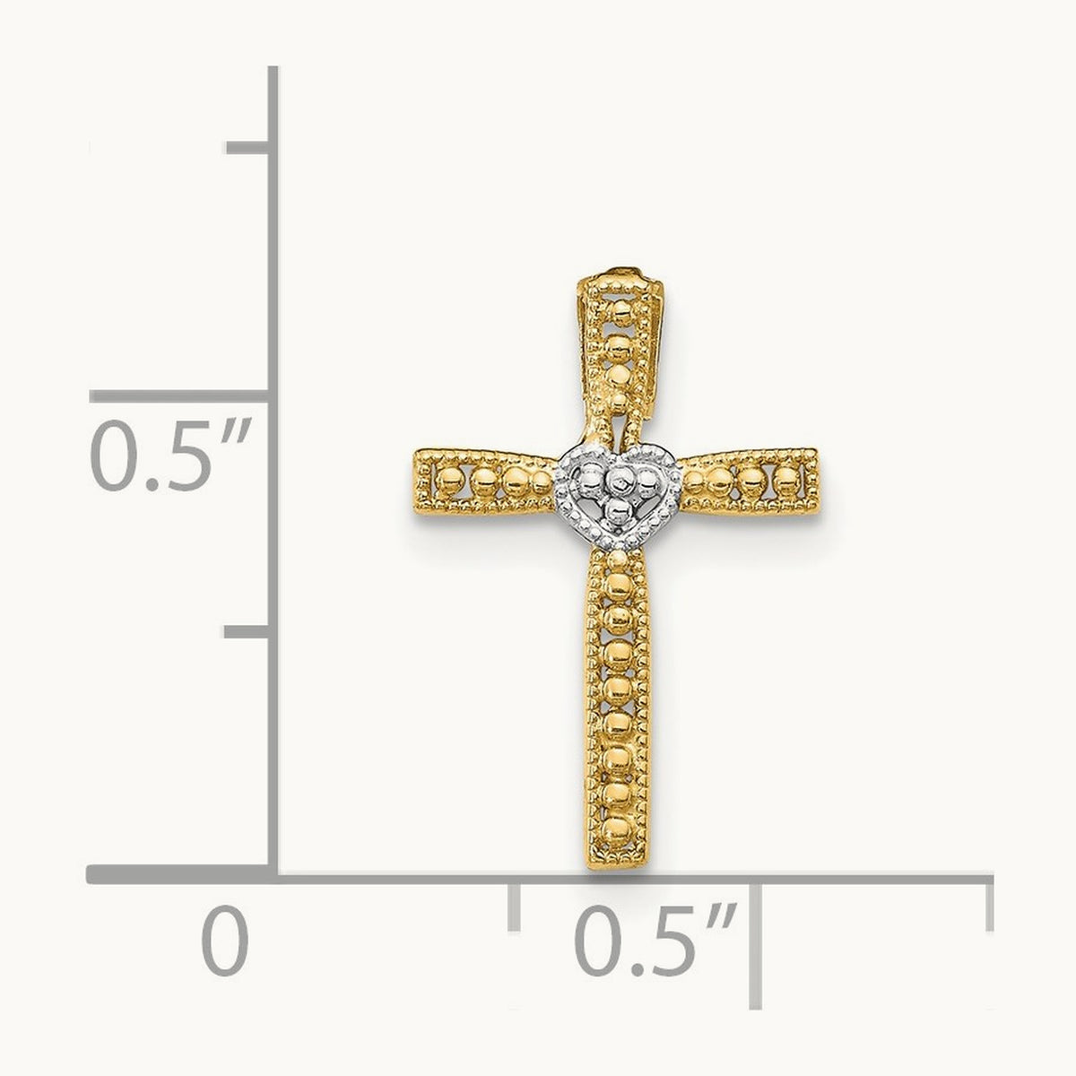 w/Rhodium Cross Pendant, 14K