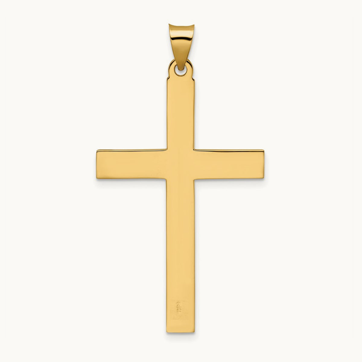Polished and Line Design Solid Cross Pendant — 47.27mm