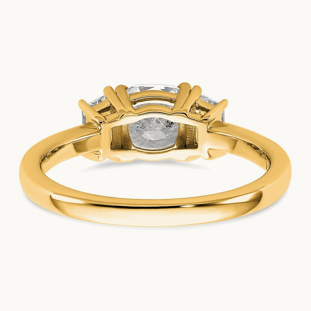 Cushion & 1/2 Moon Engagement Ring, 1.25-3.75 ct tw Lab-Grown Diamond — 1 3/8 ct, 14K Yellow Gold
