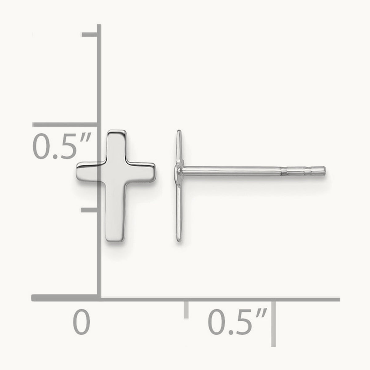 Polished Cross Post Earrings — 14K White Gold