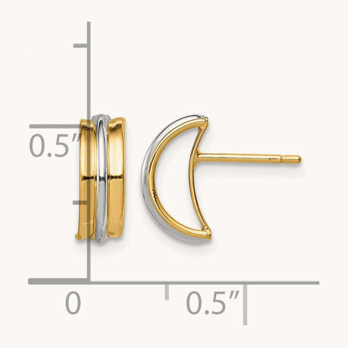 Post Earrings with rhodium — 11mm