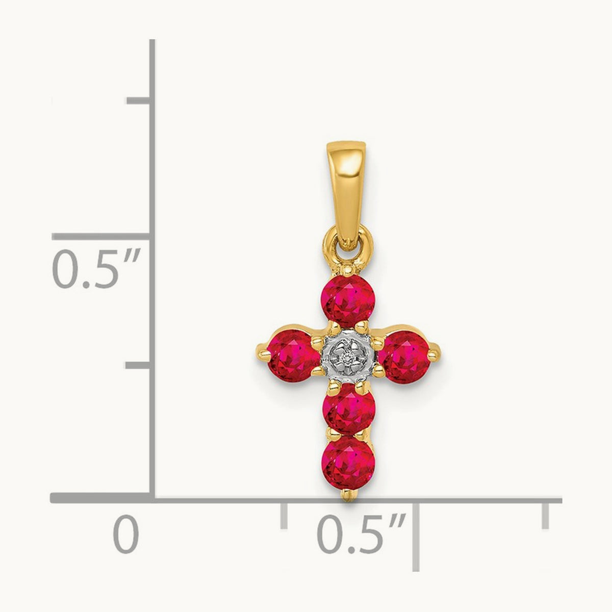 .30 Ruby and Diamond Cross Pendant, 14K