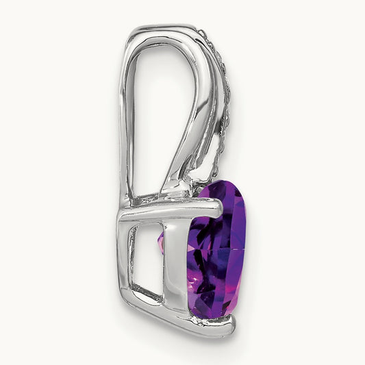 Heart Amethyst and Diamond Pendant — 15.45mm