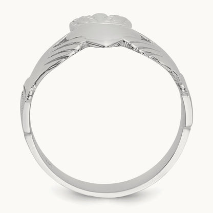 Men's Claddagh Ring, 14K White Gold