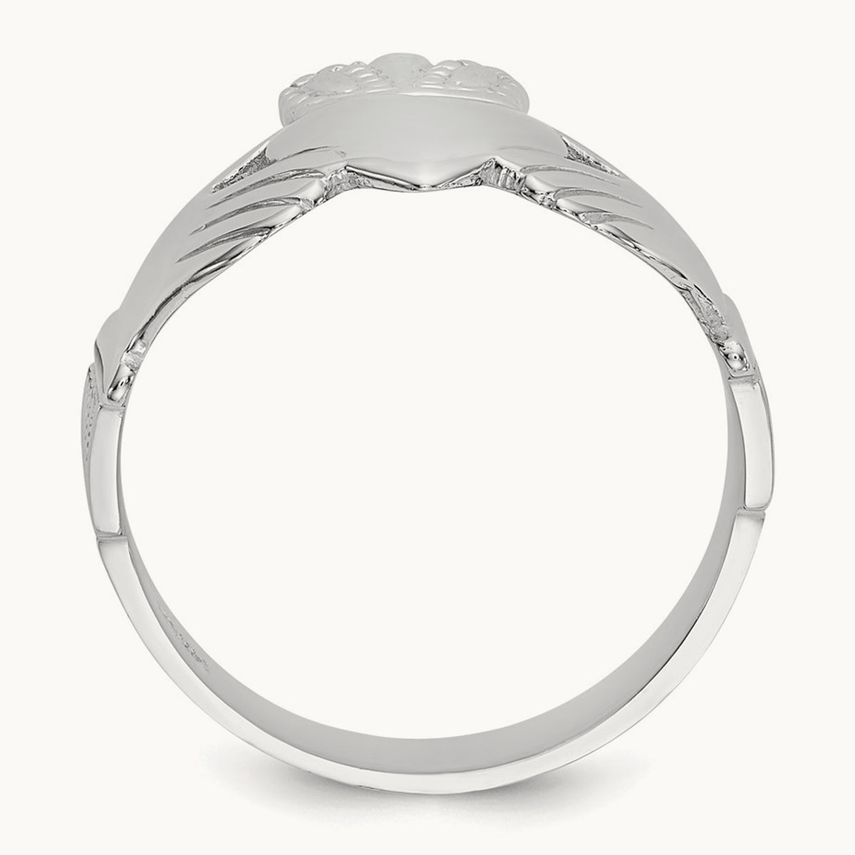Men's Claddagh Ring, 14K White Gold