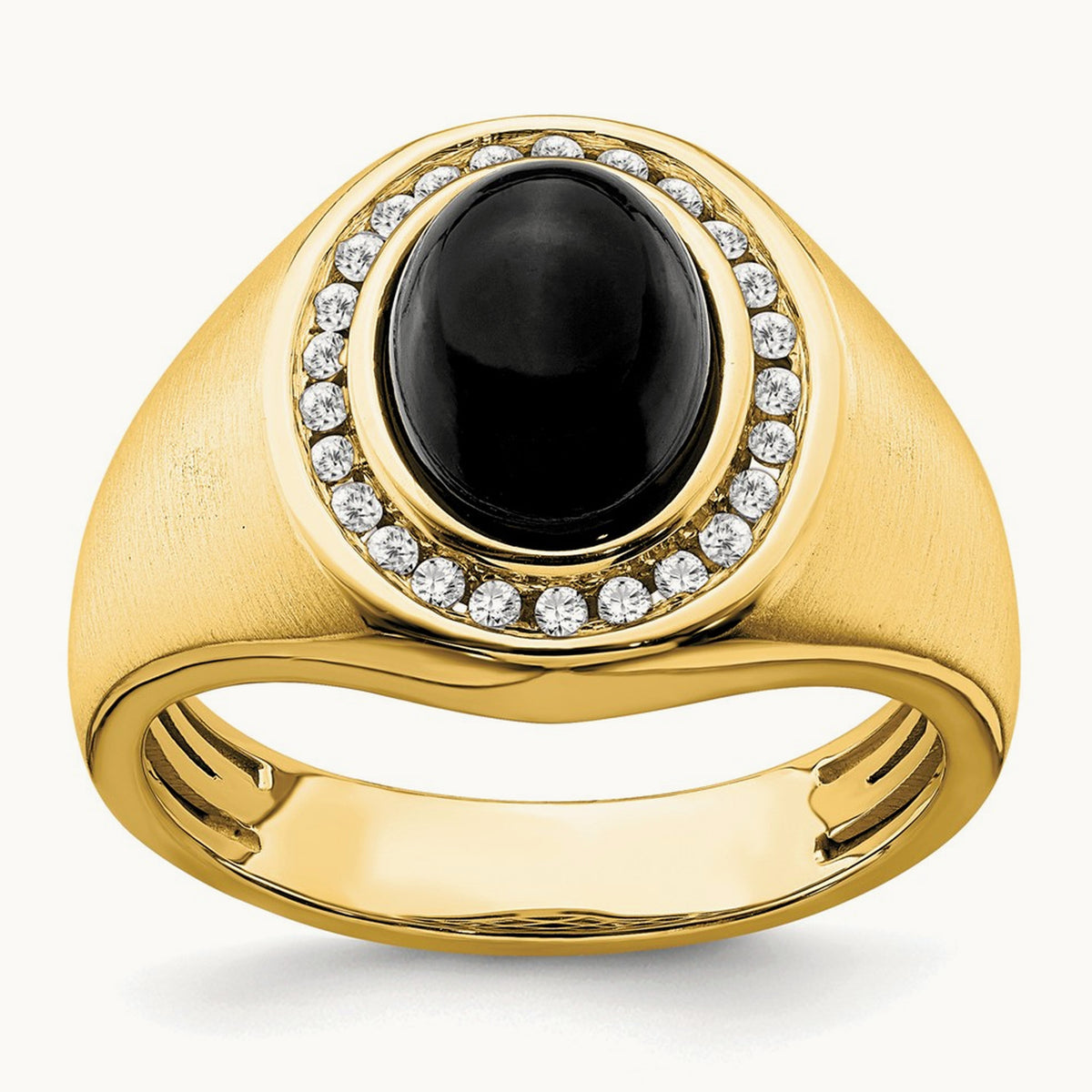 Oval Onyx Men's Ring, 0.25 ct tw Lab-Grown Diamond