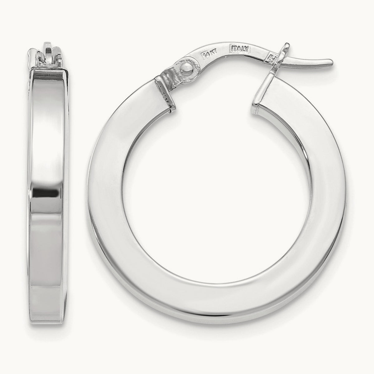 Plating Polished Hoop Earrings, 14K with White Rhodium — Leslie's