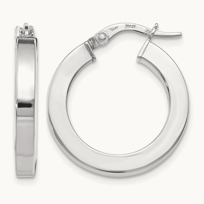 Plating Polished Hoop Earrings, 14K with White Rhodium — Leslie's