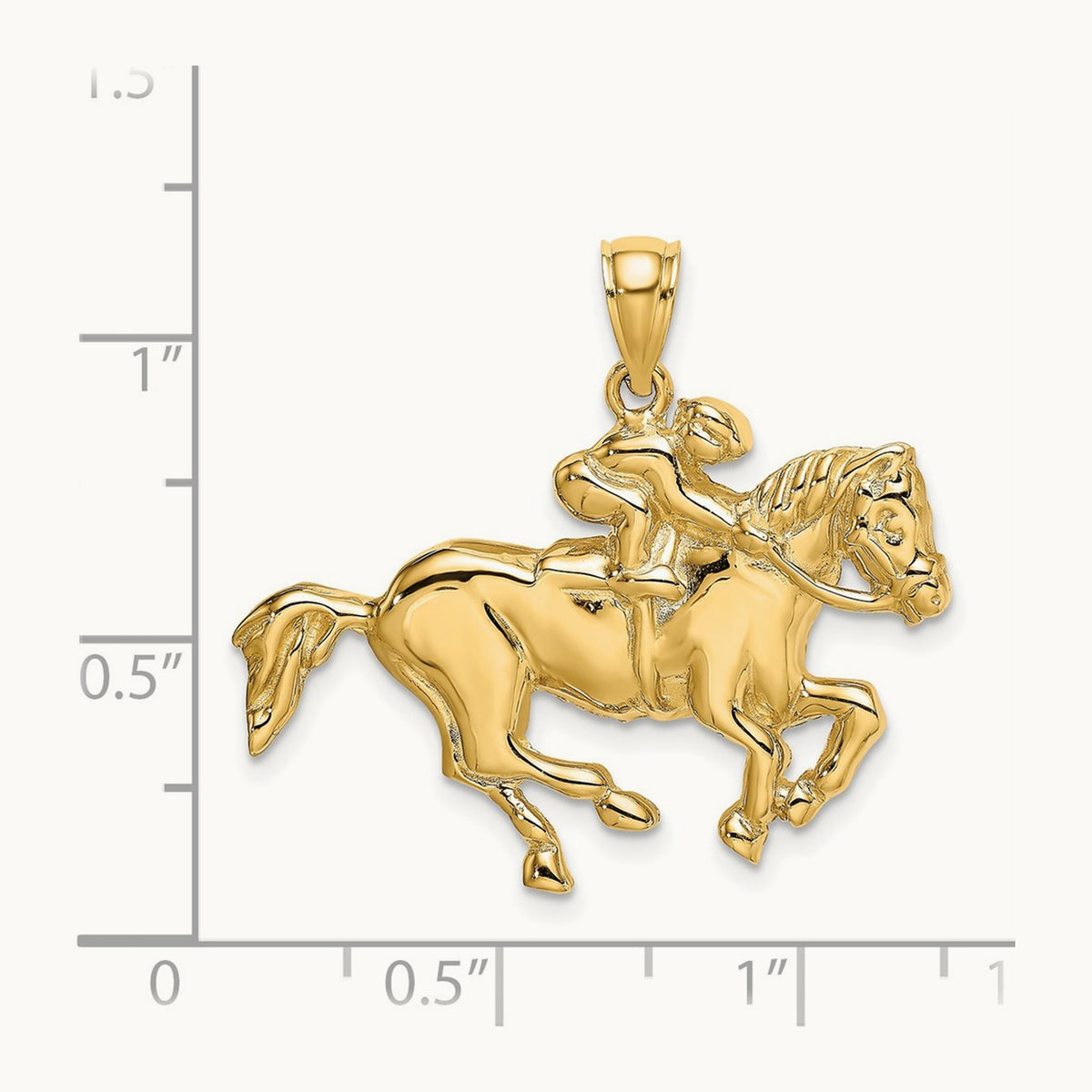 Jockey on Horse Charm, 14K