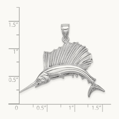 Polished Sailfish Charm — 14K White Gold, 27.8mm