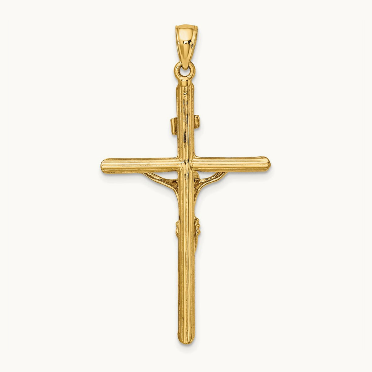 Textured Crucifix Charm — 14K Yellow Gold, 47mm