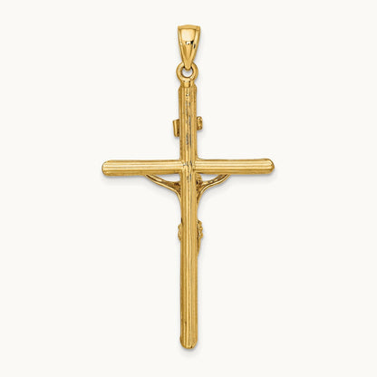 Textured Crucifix Charm — 14K Yellow Gold, 47mm