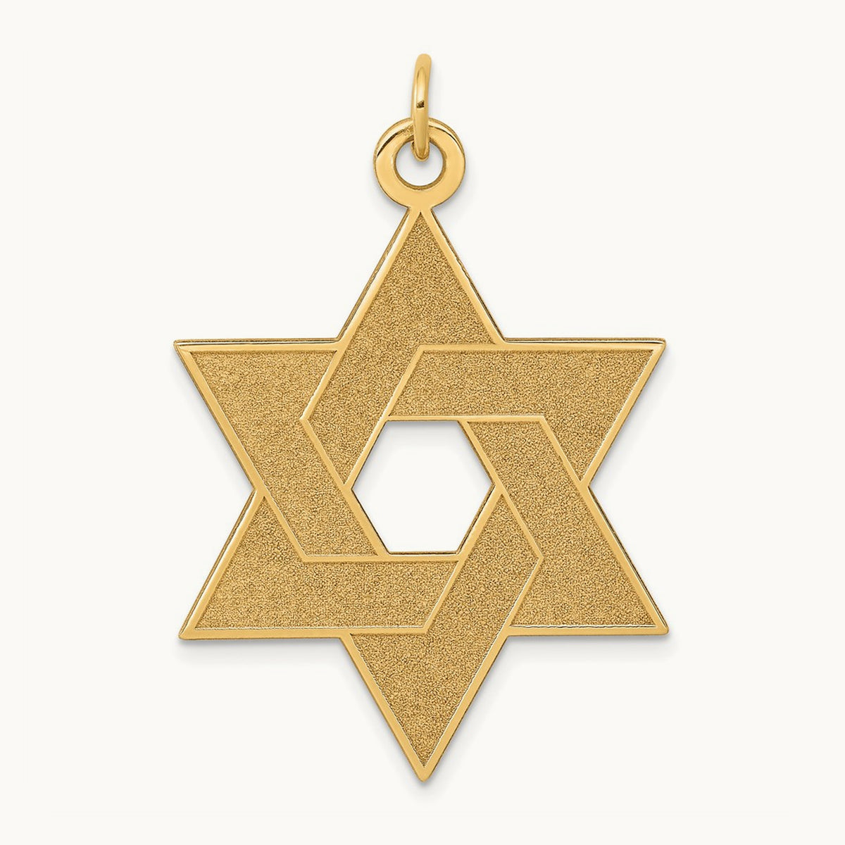 Laser Designed Star of David Pendant — 14K Yellow Gold, 41mm
