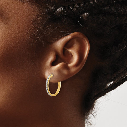 Hinged Hoop Earrings, 0.25-1.00 ct tw Lab-Grown Diamond — 1/3 ct, 14K Yellow Gold
