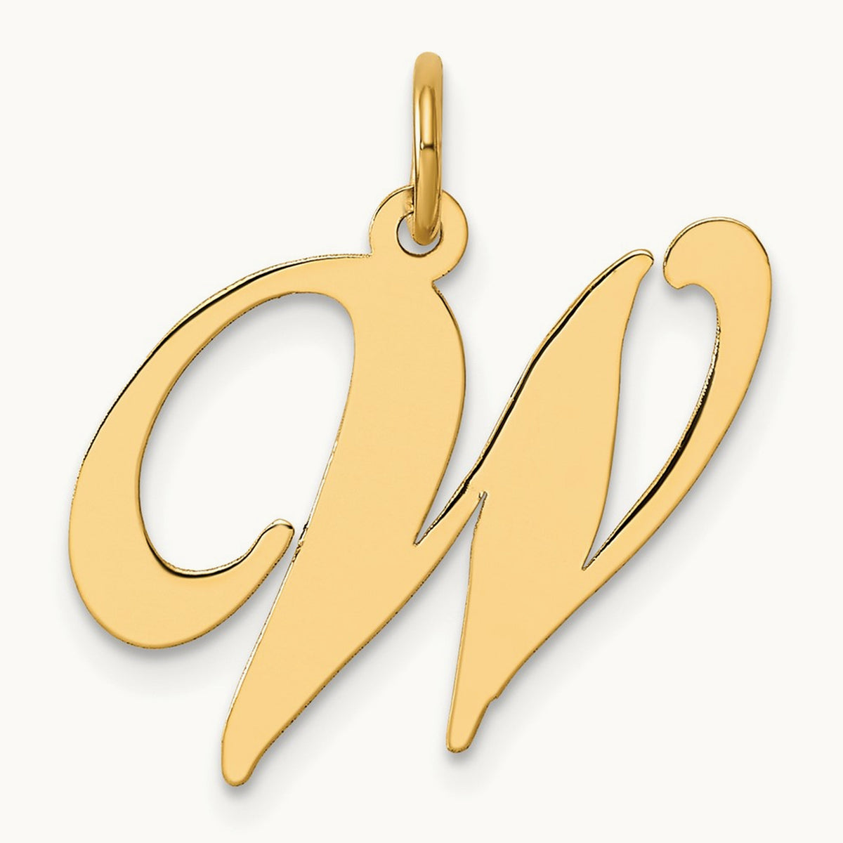 Large Fancy Script Initial Charm — 14K Yellow Gold, W