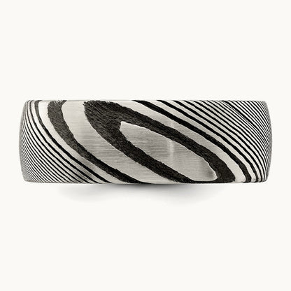 Damascus Steel Polished Band, 8mm
