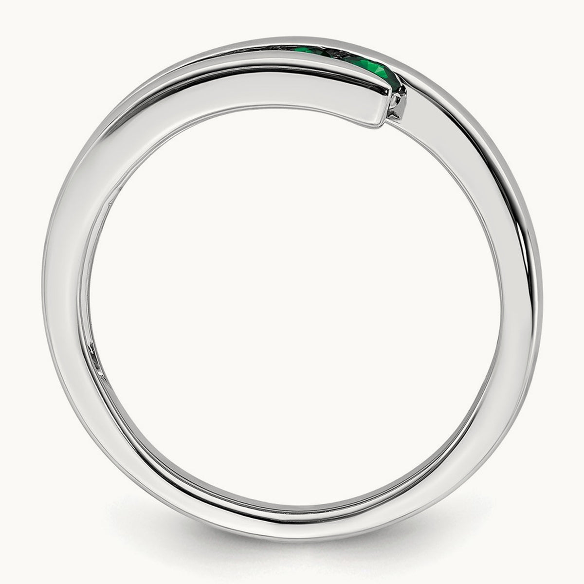 Emerald 4-stone Ring — 14K White Gold, 7
