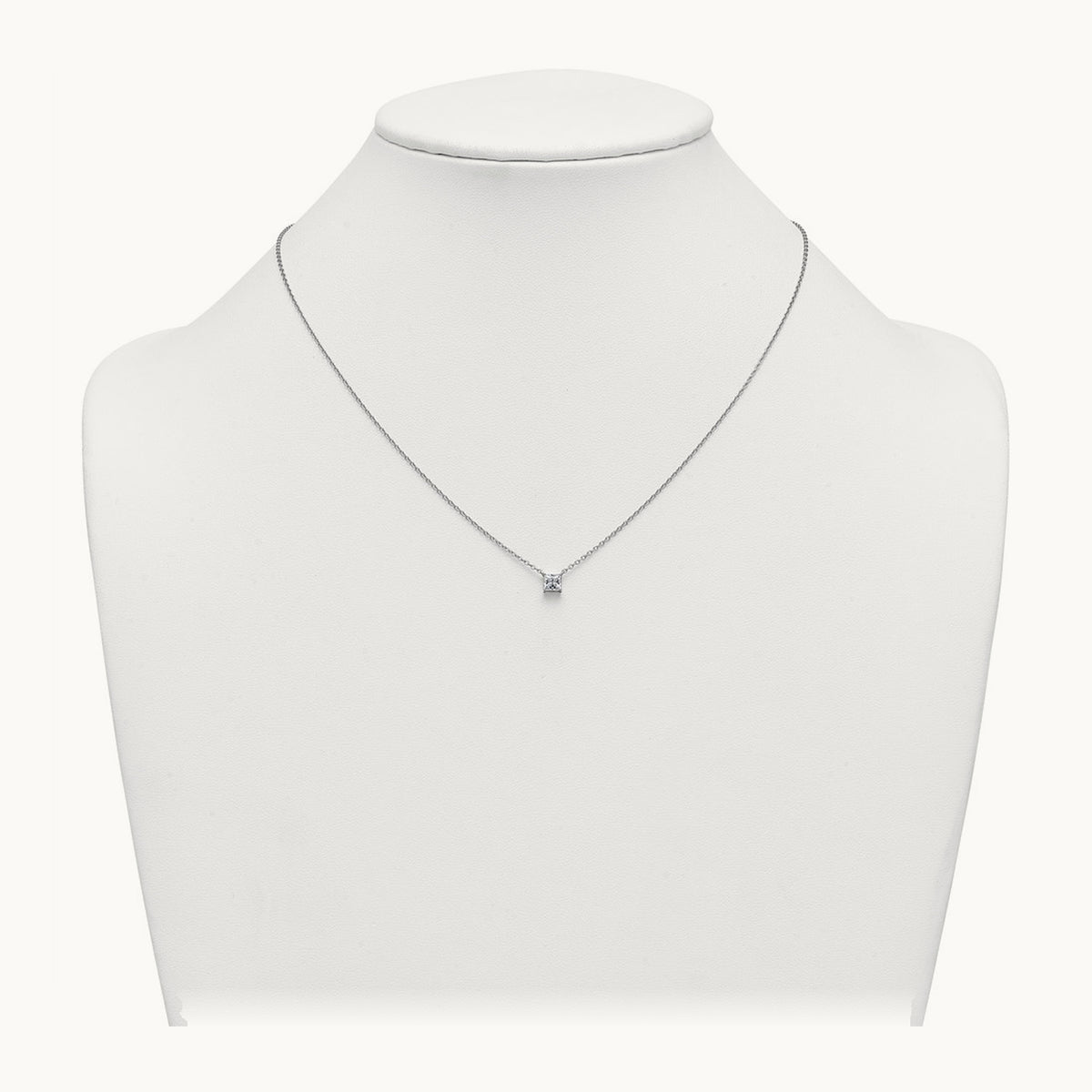 Princess Pendant Necklace, 0.25-4.00 ct tw Lab-Grown Diamond — 1/2 ct, VS (Best), 14K White Gold