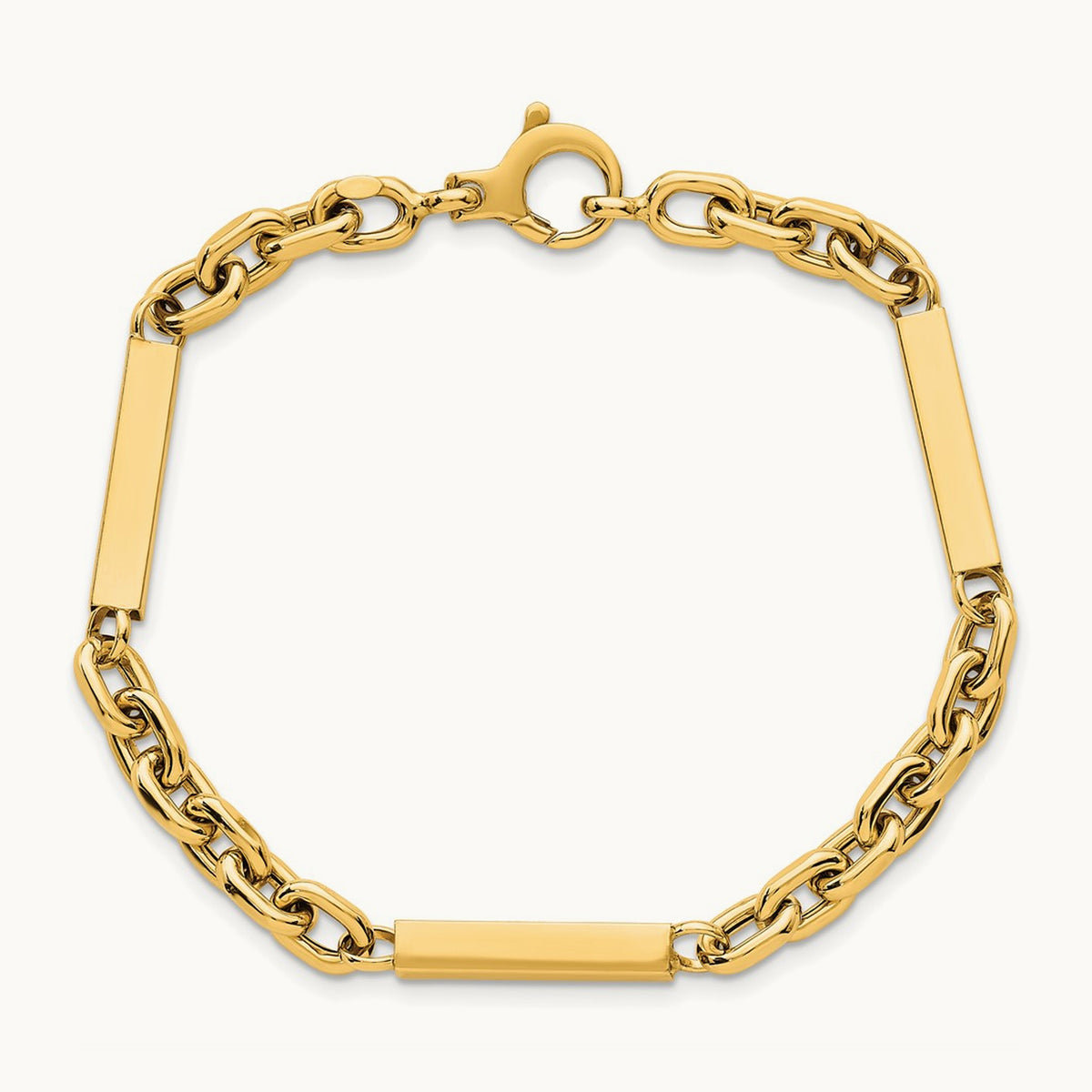 Polished Fancy Chain with Bars 8in Bracelet, 14K