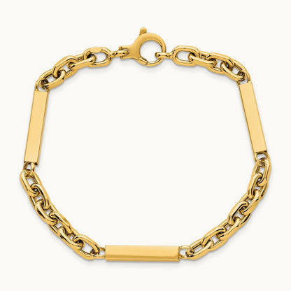 Polished Fancy Chain with Bars 8in Bracelet, 14K