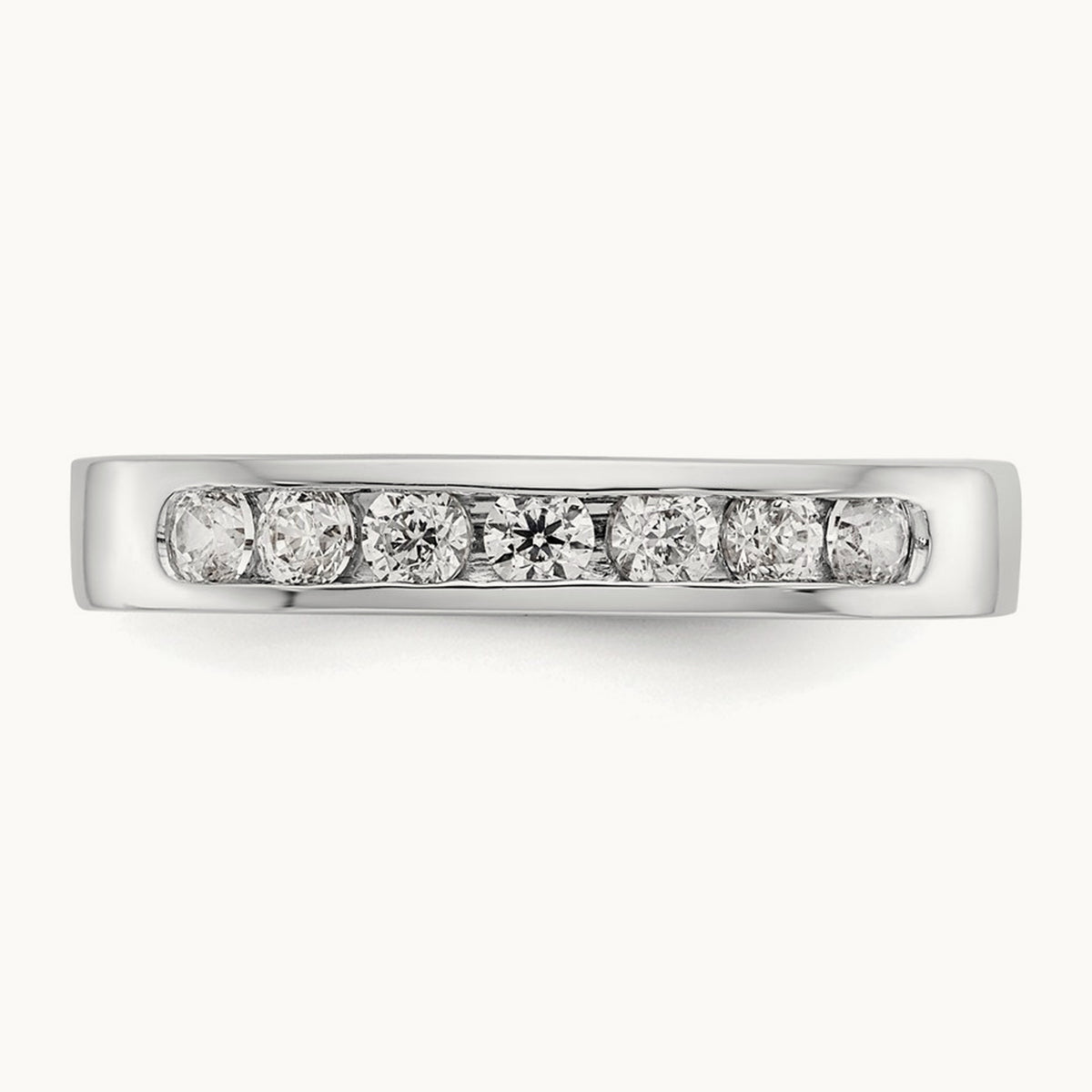 7-Stone Diamond Channel Band, 14K White Gold