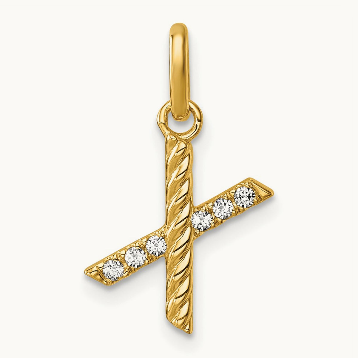 Twisted Diamond Charm — 14K Yellow Gold, X