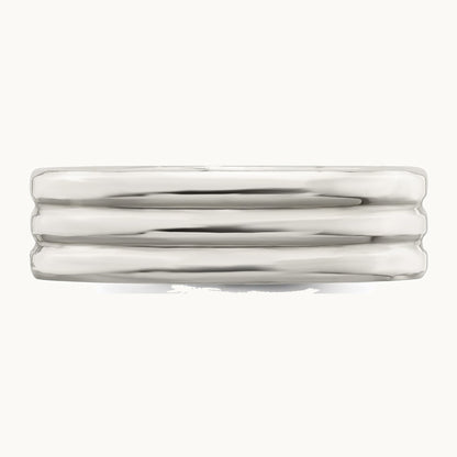 Sterling Silver 6mm Polished Flat Grooved Fancy Band