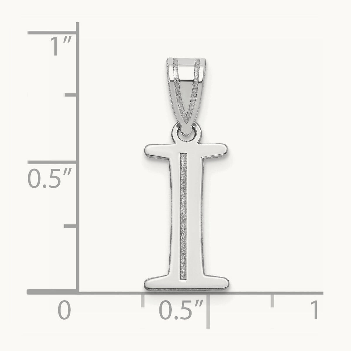 Polished Etched Letter I Initial Pendant, 14K White Gold