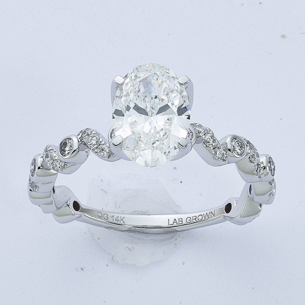 Oval Center Ring, 2.00 ct tw Lab-Grown Diamond