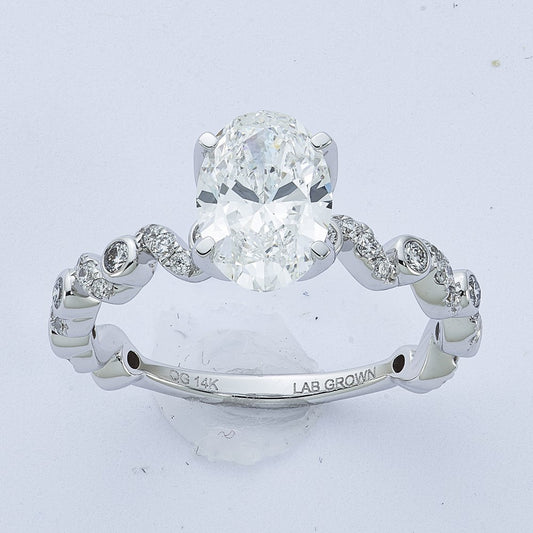Oval Center Ring, 2.00 ct tw Lab-Grown Diamond