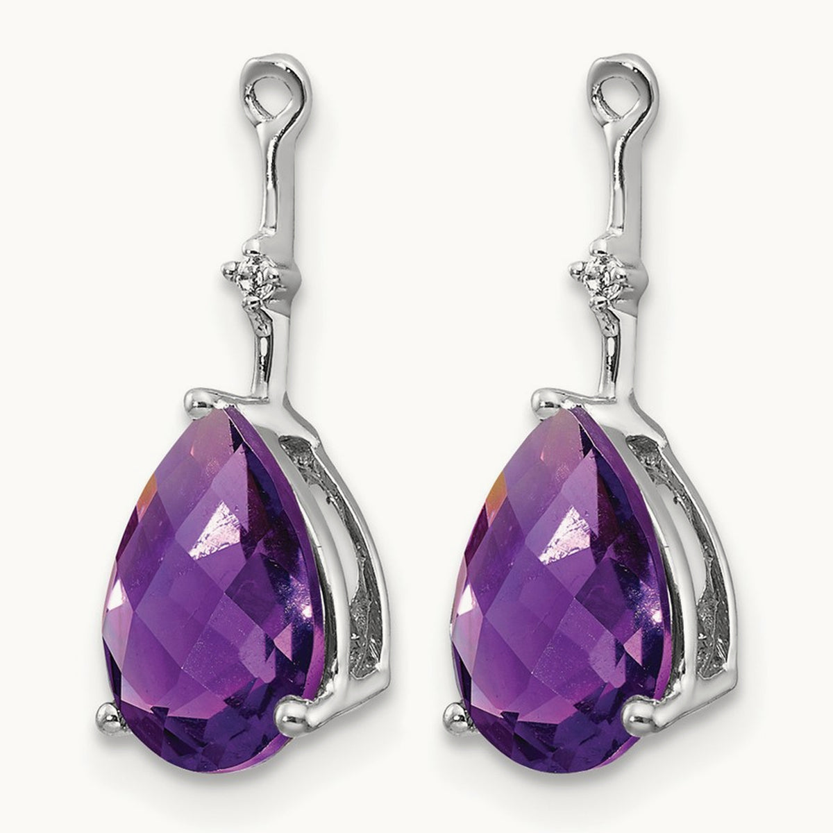 Diamond and Amethyst Earring Jackets, 14K White Gold