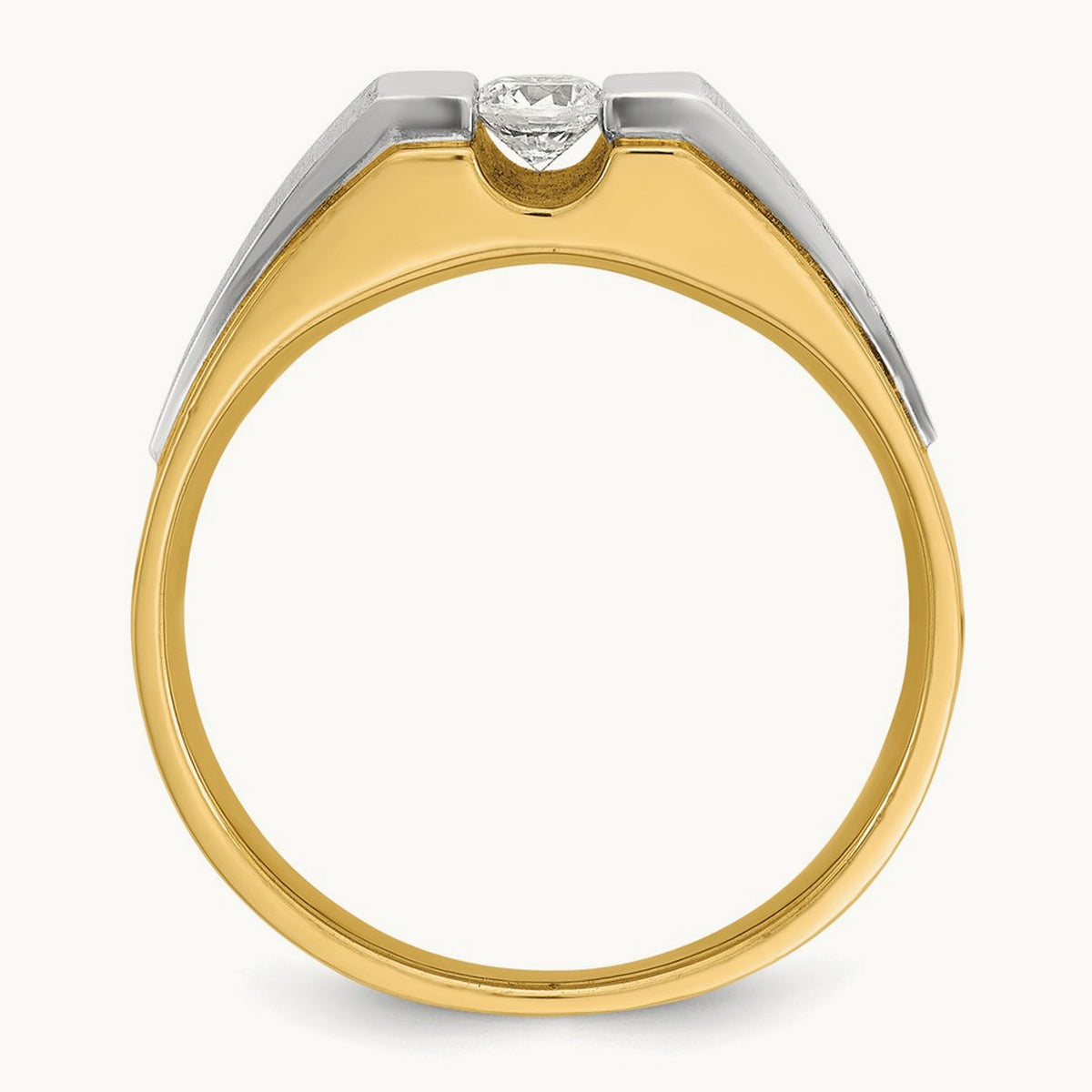 IBGoodman Men's Polished and Satin Diamond Complete Ring, 14K Two-tone