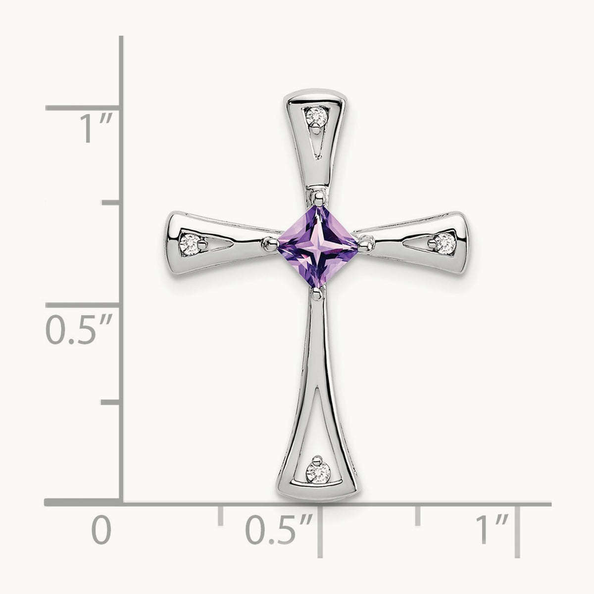 Amethyst and Diamond Cross Chain Slide — 14K White Gold