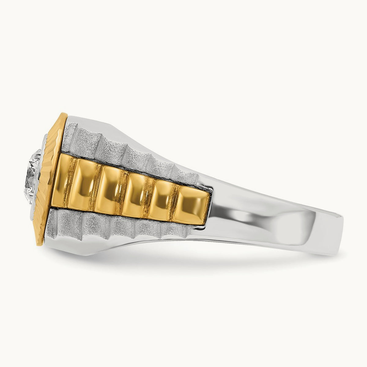 IBGoodman Men's Polished Satin & Textured Diamond Ring, 14K Two-tone