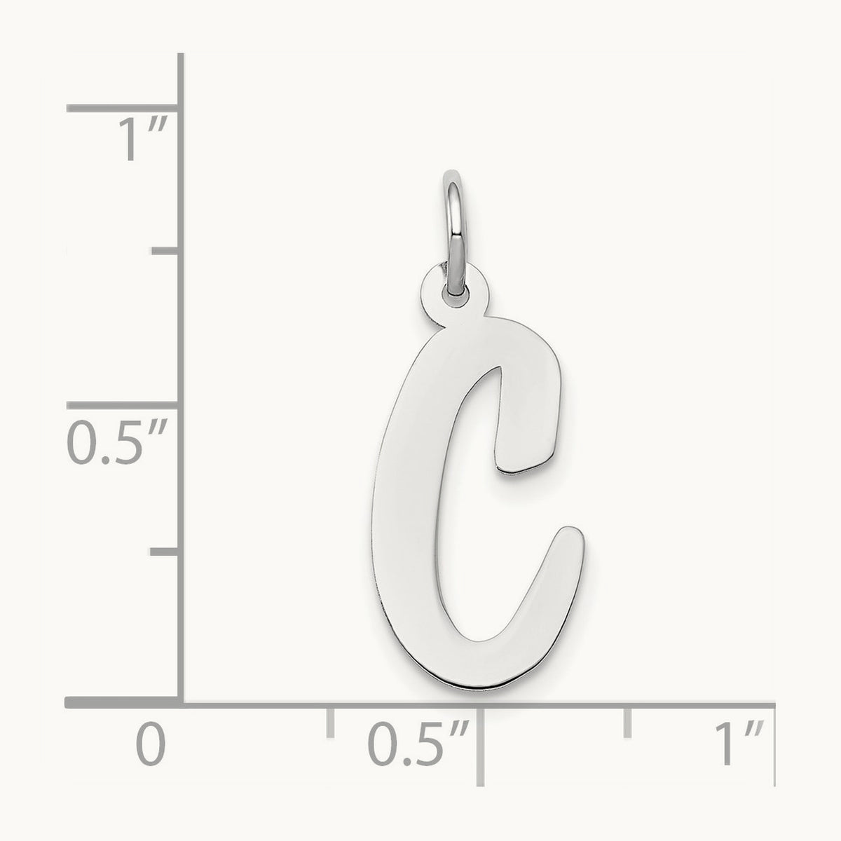 Large Script Initial Charm — 14K White Gold, C