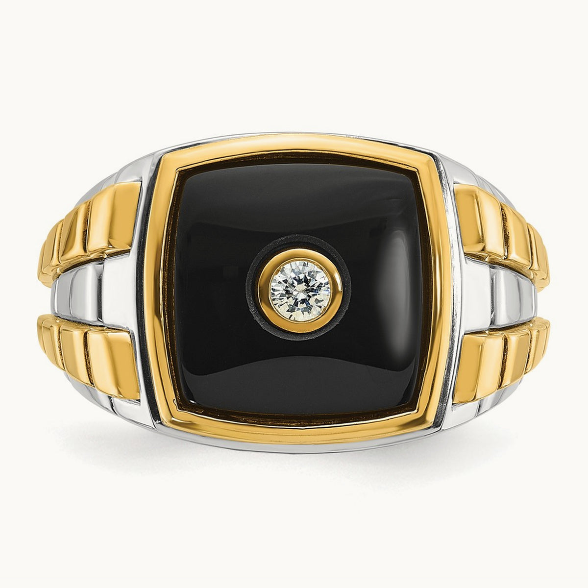 Men's Onyx and Diamond Complete Ring — IBGoodman — photo set