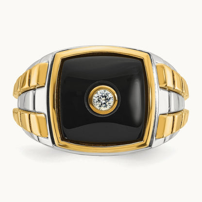 Men's Onyx and Diamond Complete Ring — IBGoodman — photo set