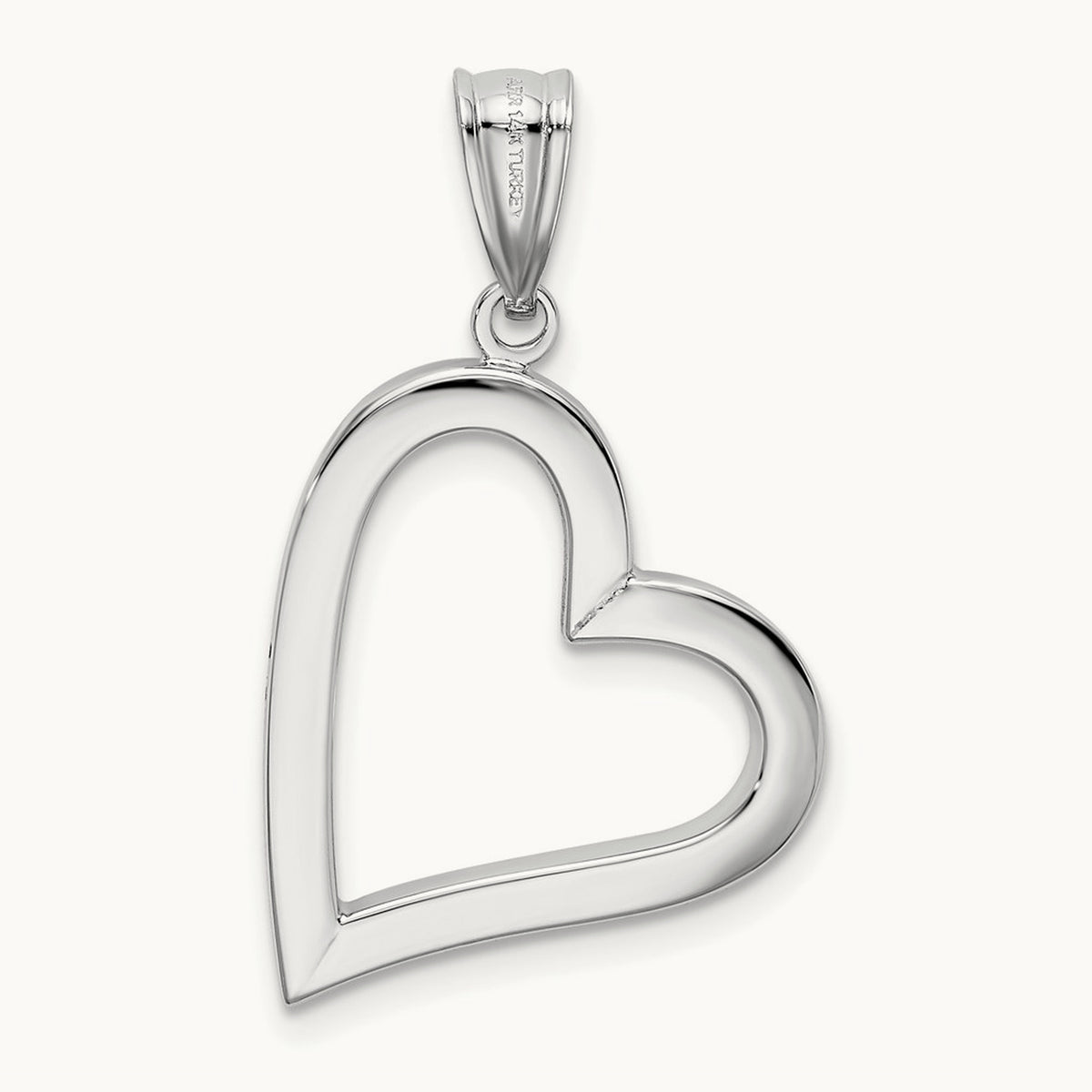 Polished Hollow Heart Pendant, 14K White Gold